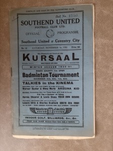 RARE Southend United V Coventry City 30/31 Programme VG Condition for sale on Ebay
