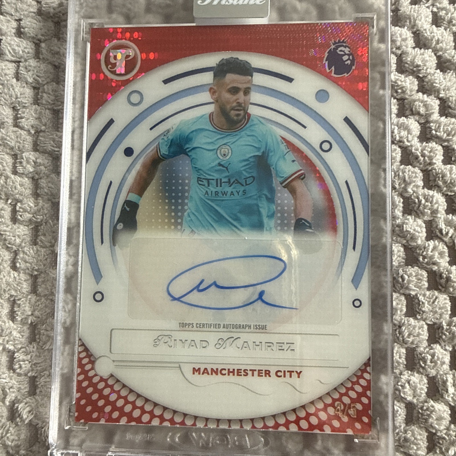 Topps Pristine Premier League Riyad Mahrez Auto /5 Manchester City for sale on Ebay
