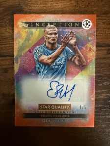 2024-25 Topps Inception Erling Haaland Star Quality Auto Red 1/5 Manchester City for sale on Ebay