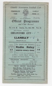 1950/51 Southern League - LLANELLY v. CHELMSFORD CITY for sale on Ebay