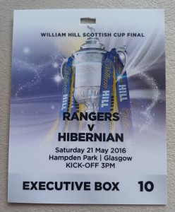 Rangers V Hibernian William Hill Scottish Cup Final 2016 Executive Box Pass Card for sale on Ebay
