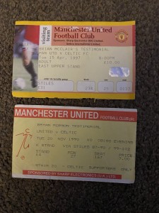 2x Manchester Utd v Celtic testimonial Tickets Robson’s/McClaire for sale on Ebay