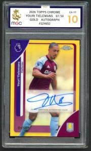 Topps Chrome - MGC 10 Youri Tielemans 07/50 Gold Autograph Parallel Aston Villa for sale on Ebay