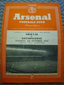 Arsenal v Leytonstone programme.  6/10/1953  London Cup  for sale on Ebay