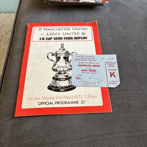 1970 Man Utd v Leeds. FAC semi final replay & ticket. for sale on Ebay