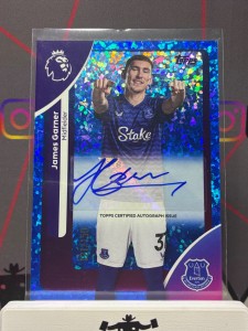 2025-26 Topps Premier League James Garner Blue Mini Diamond Auto /150 Everton for sale on Ebay