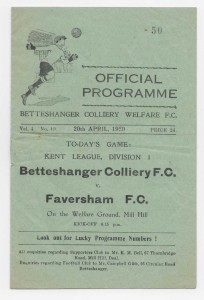 1949/50 Kent League Division 1 - BETTESHANGER COLLIERY WELFARE v. FAVERSHAM for sale on Ebay