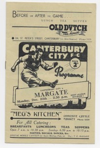 1949/50 Kent League Division 1 - CANTERBURY CITY v. MARGATE for sale on Ebay