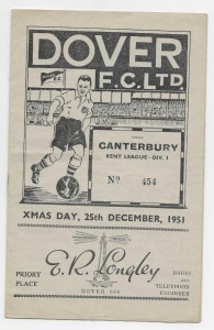 1951/52 Kent League Division 1 - DOVER v. CANTERBURY CITY (played on Xmas Day) for sale on Ebay