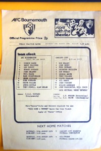 1974/75   AFC BOURNEMOUTH v CARDIFF CITY     Friendly Match for sale on Ebay