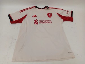 Adidas Liverpool FC Away Shirt XL White Red Standard Chartered for sale on Ebay