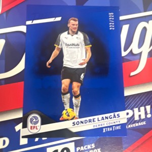 Panini 2025-26 Prestige EFL Sondre Langås Derby County Xtra Time Blue /225 #83 for sale on Ebay