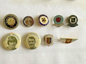 Collection of 9 Vintage Footbal Pin Badges Birmingham Aston Villa World Cup etc for sale on Ebay