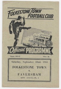 1951/52 Kent League Division 1 - FOLKESTONE TOWN v. FAVERSHAM for sale on Ebay