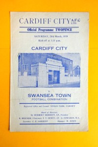 1958/59 CARDIFF CITY RESERVES v SWANSEA TOWN RESERVES   Football Combination for sale on Ebay