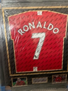 Cristiano Ronaldo Hand Signed + Framed Manchester United Football Shirt. A1 COA for sale on Ebay