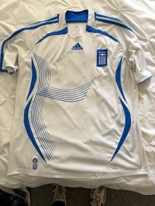 adidas Greece National Team Home Football Shirt White/Blue Short Sleeve Size L for sale on Ebay