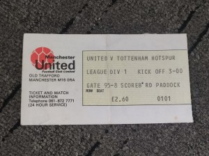 Manchester United vs Tottenham Hotspur Ticket 1985 Division One for sale on Ebay