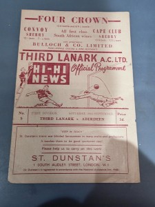 THIRD LANARK v ABERDEEN 28th Sept 1958 for sale on Ebay