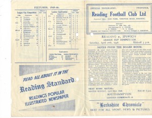 Reading v Ipswich Town 20-4-1946 League cup(Div 3 South for sale on Ebay