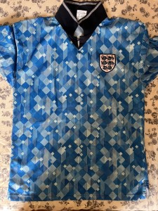 England 1990 World Cup Score Draw Blue Away Football Shirt - Mens Large for sale on Ebay