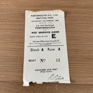 1967-68 Portsmouth V West Bromwich Albion FA Cup Ticket for sale on Ebay