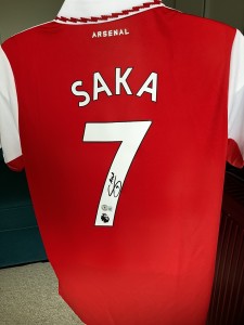Bukayo Saka Hand Signed Arsenal Home Shirt – Beckett Authenticated and hologram for sale on Ebay