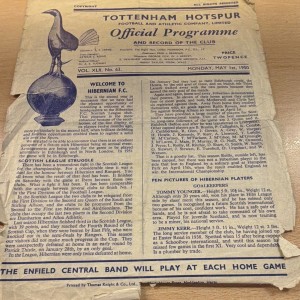 Tottenham Hotspur v Hibernian Friendly Programme 1/5/50 Written-on for sale on Ebay