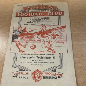 Liverpool v Tottenham Hotspur Official Programme Division 1 10 Sept 1952 for sale on Ebay