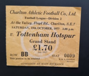 Charlton v Tottenham/Spurs 1977/78,  2nd Division ticket for sale on Ebay
