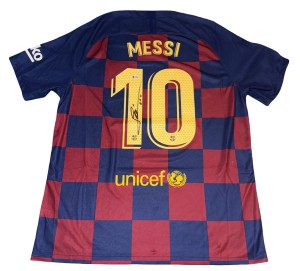 Lionel Messi Signed 2019/20 Barcelona Home Shirt (Damaged) for sale on Ebay