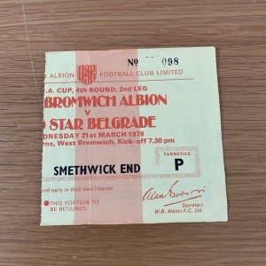 1979 West Bromwich Albion V Red Star Belgrade Ticket for sale on Ebay