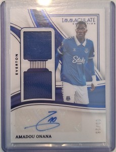 Amadou Onana 8/25 (Shirt No. Match) Dual Patch Auto Panini Immaculate Everton for sale on Ebay
