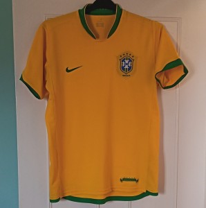 Nike Brazil Home Football Shirt Yellow Green Trim Short Sleeve Adults Size M for sale on Ebay