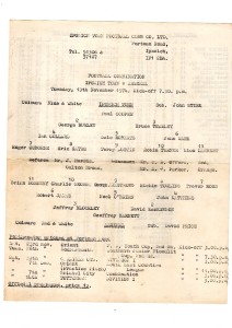 Ipswich Town  Reserves v Arsenal Reserves 1974/75- Single sheet for sale on Ebay