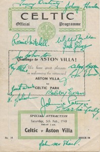 CELTIC v ASTON VILLA 1948/49 WITH CELTIC AUTOGRAPHS for sale on Ebay