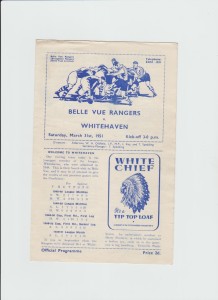 BELLE VUE RANGERS v WHITEHAVEN . MARCH 31st 1951. for sale on Ebay