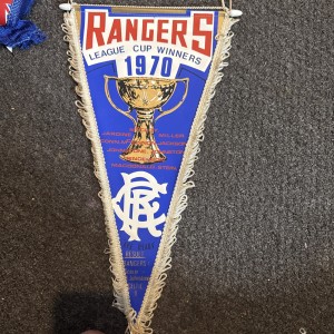 vintage Glasgow Rangers Football Club pennant Scottish League Cup win in 1970 for sale on Ebay