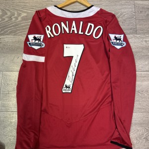 Cristiano Ronaldo Hand Signed Manchester United Jersey Shirt Beckett Witnessed for sale on Ebay