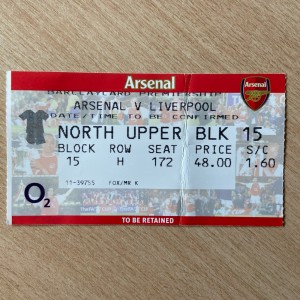 Arsenal v Liverpool TICKET 9/4/2004 UNBEATEN SEASON RARE 2003 2004 for sale on Ebay