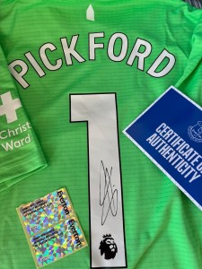Jordan Pickford 2025-2026 Everton Signed Goalkeeper Shirt w/COA and hologram COA for sale on Ebay