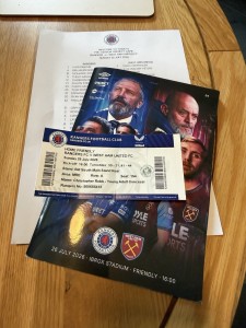 Rangers V West Ham programme, ticket and team sheet 26/7/26 for sale on Ebay