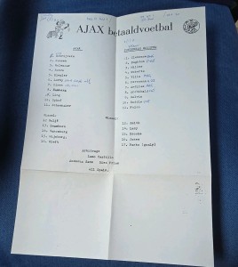AJAX V TOTTENHAM HOTSPUR TEAMSHEET  CUP WINNERS CUP 1981/82 for sale on Ebay