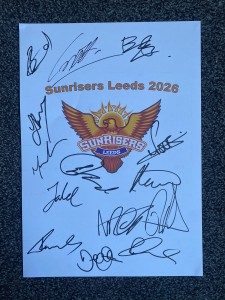 Sunrisers Leeds 2026 Hand Signed A4 Autographs,The Hundred Ball,Ahmed,Marsh for sale on Ebay