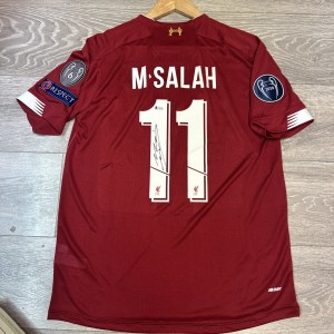 Mo Salah Hand Signed Liverpool UCL Jersey Shirt Beckett Witnessed for sale on Ebay