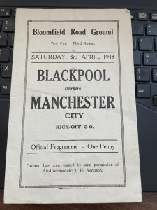 1943 BLACKPOOL V MANCHESTER CITY - WAR CUP 3RD RD. for sale on Ebay