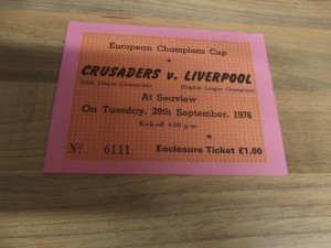 CRUSADERS v LIVERPOOL  EUROPEAN CHAMPIONS CUP GAME 1976 MATCH TICKET  N. IRELAND for sale on Ebay
