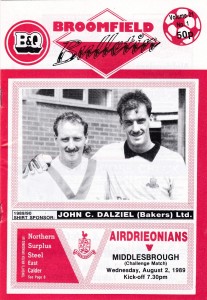 AIRDRIEONIANS v MIDDLESBROUGH 1989 FRIENDLY PROGRAMME UK POST FREE for sale on Ebay