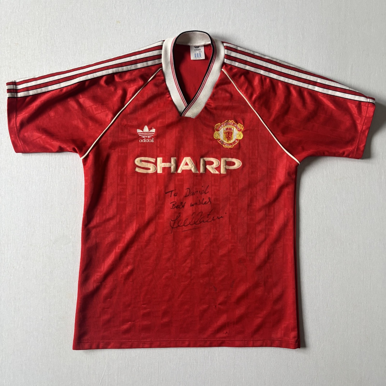 Manchester United 1988/90 Match Worn Number 3 Red Home Adidas Football Shirt S/S for sale on Ebay