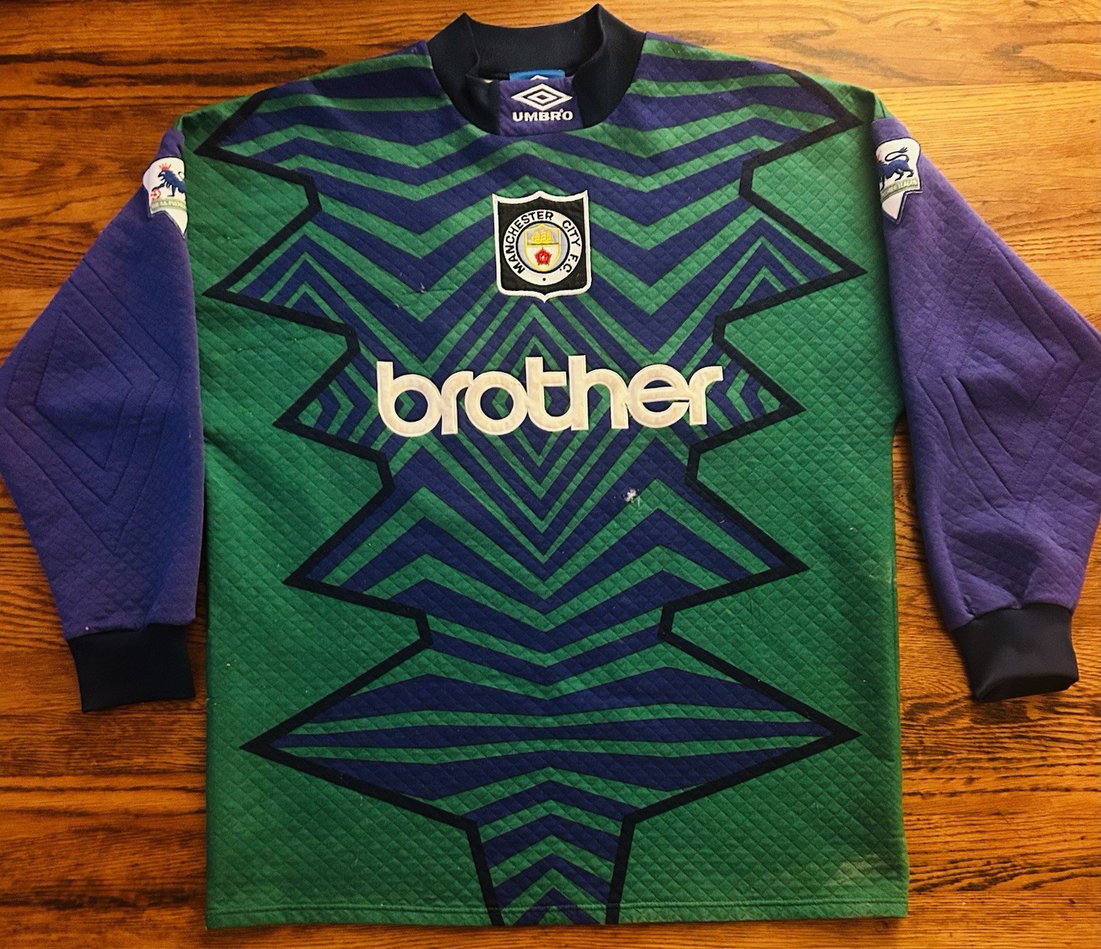 1994/95 Manchester City Andy Dibble Match Worn Goalkeeper Shirt for sale on Ebay